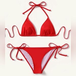 Red Halter Bikini Set